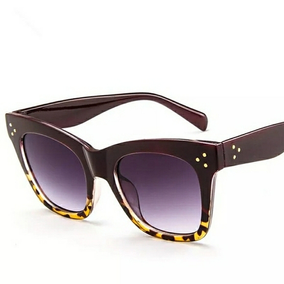 Accessories - New Women's Oversized 2-Tone Animal Print Cat Eye Sunglasses